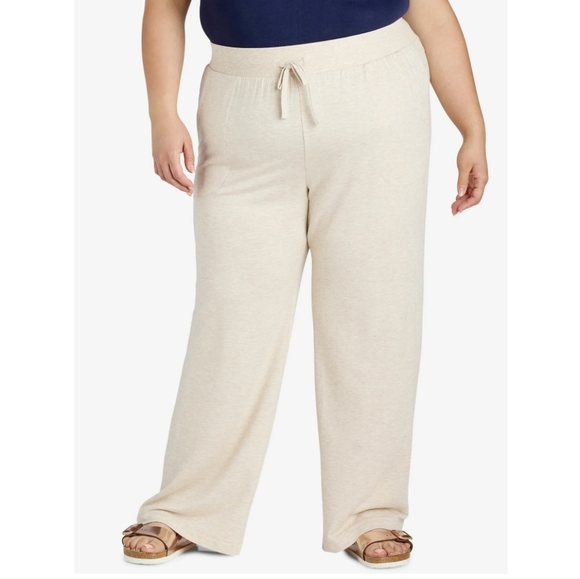 Terra & Sky Women’s Size 4X (28W-30W) Plus Size Knit Pant Oatmeal Heather - Picture 2 of 6